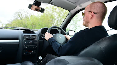 Auto Express chief reviewer Alex Ingram driving the RenaultSport Clio 172