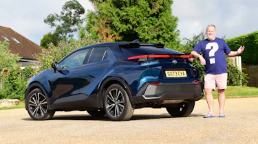 Auto Express commercial editor Paul Adam standing behind the Toyota C-HR