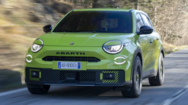 Abarth 600e - yellow front action