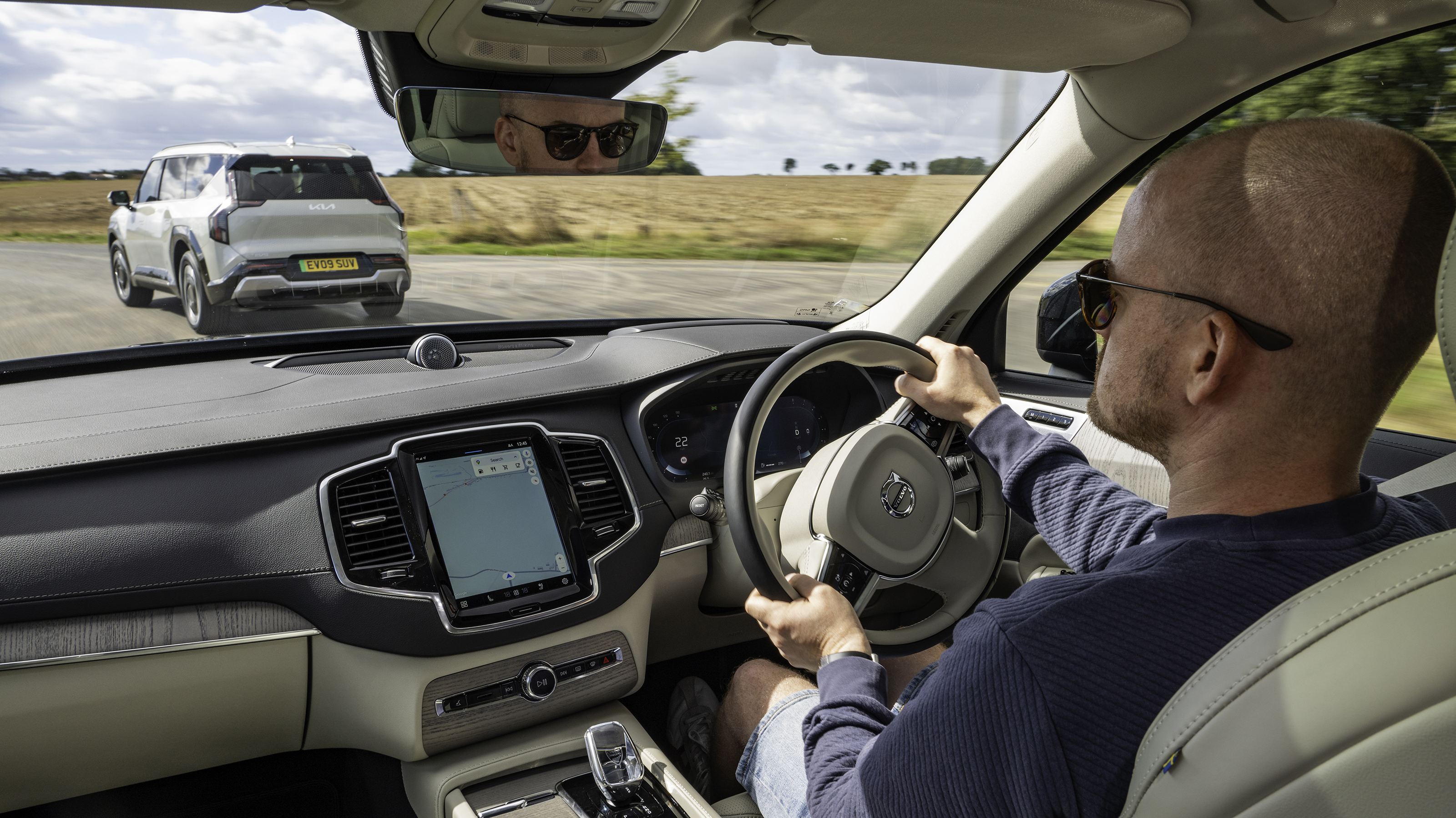 Volvo XC90 - front interior with the car being driven by Auto Express chief reviewer Alex Ingram 