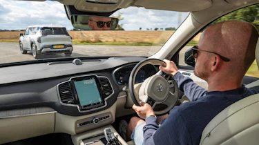 Volvo XC90 - front interior with the car being driven by Auto Express chief reviewer Alex Ingram