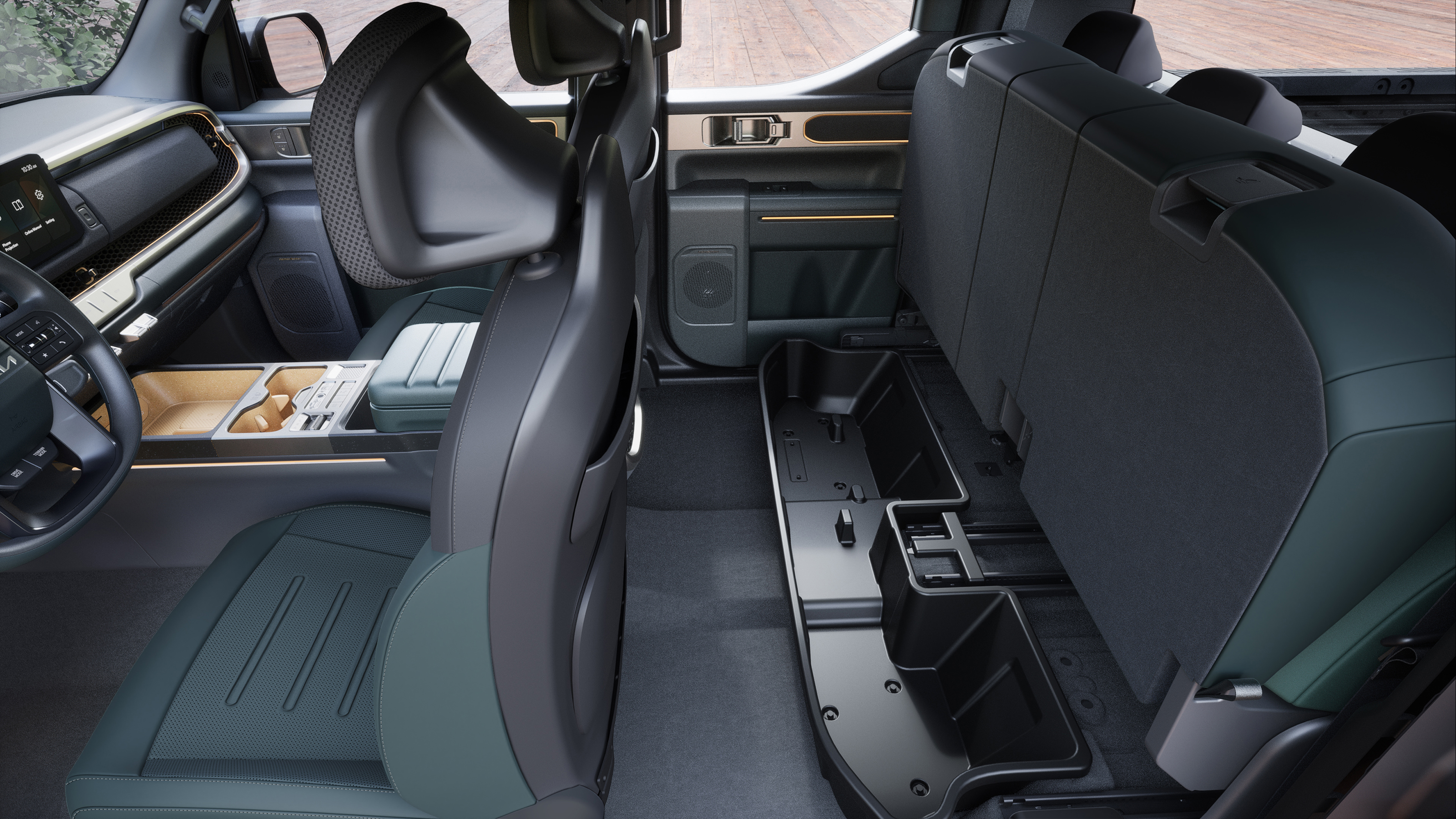 Kia Tasman - rear seat storage