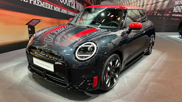 MINI Cooper Electric John Cooper Works on display at Paris Motor Show - front static