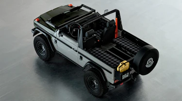 Mercedes G-Class Past II Future - rear 3/4 open roof and windscreen down