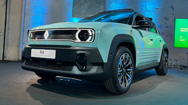 Renault 4 on display at 2024 Paris Motor Show - front static
