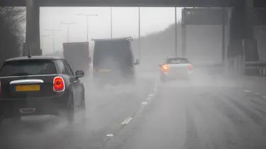 Wet driving conditions on motorway