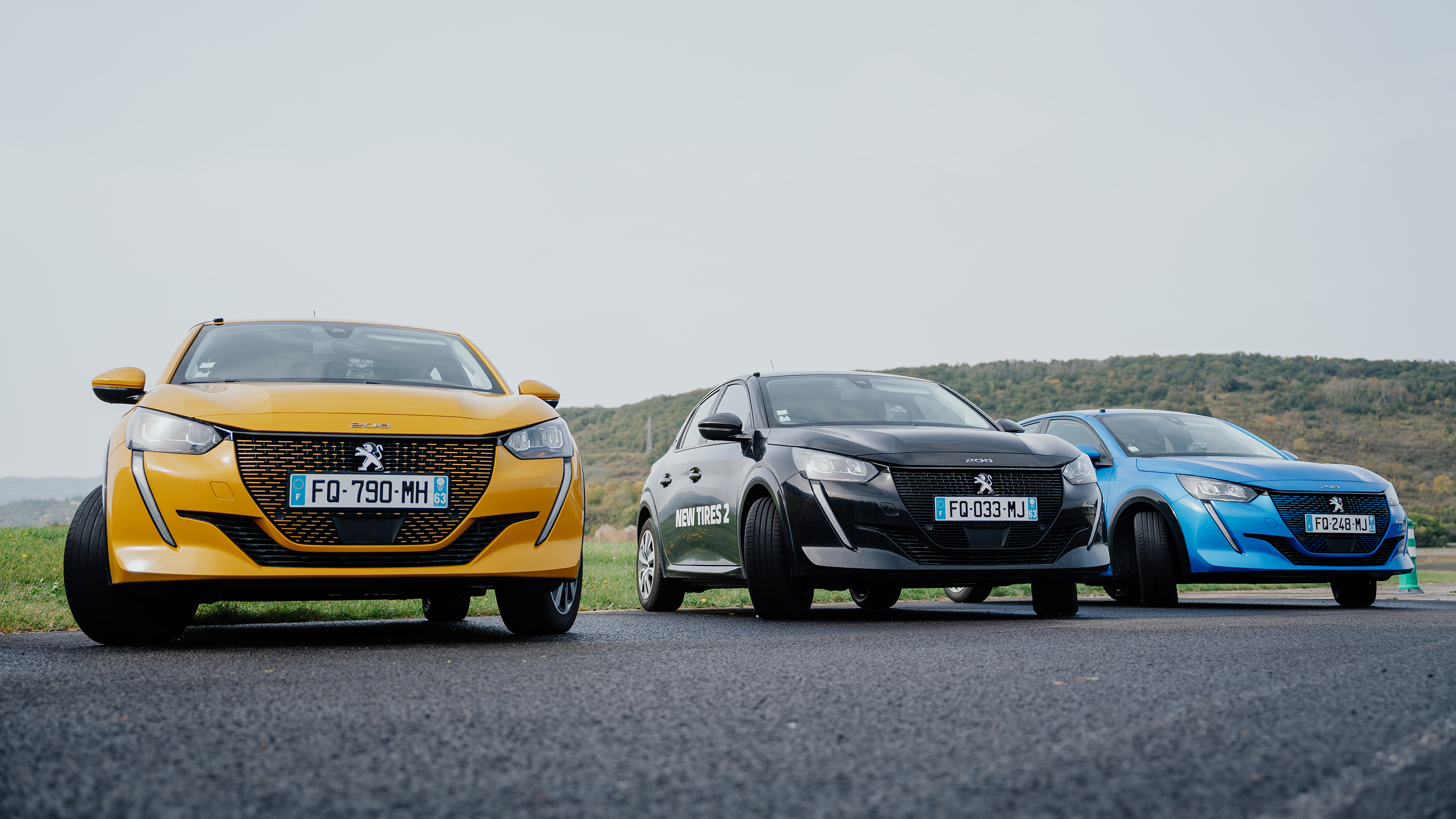 Fleet of Peugeot 208 tyre testing cars 