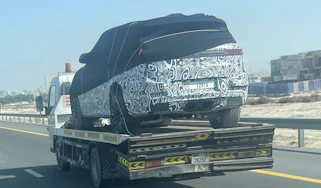 Range Rover spy shot - rear 3/4 on transporter