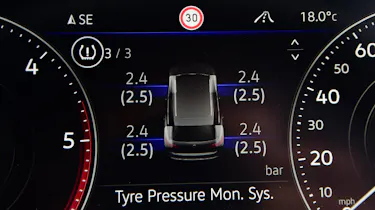TPMS information on dashboard screen
