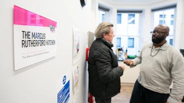 Auto Express chief columnist Mike Rutherford and Johnny H standing in the Marcus Rutherford Kitchen