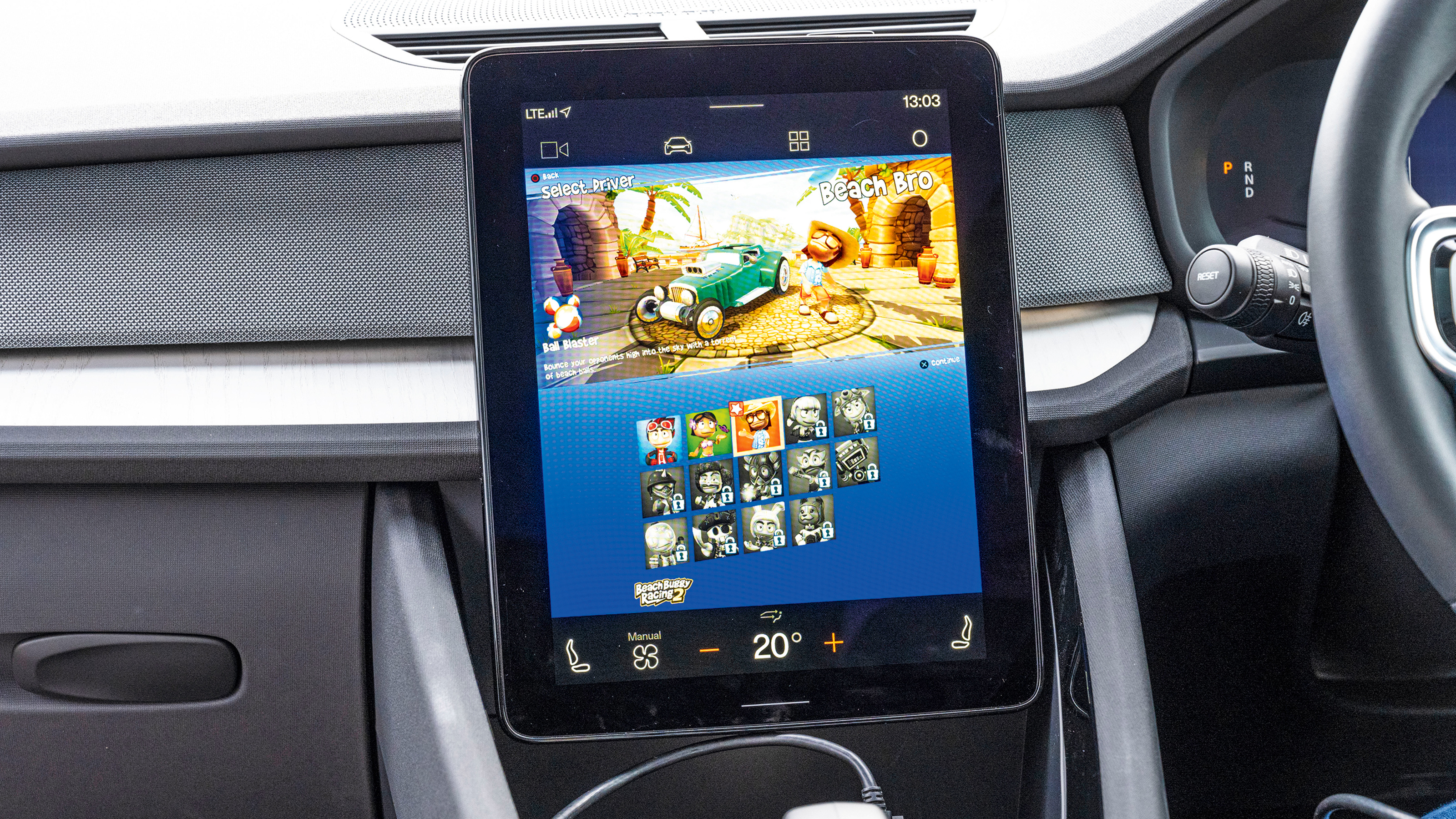 Video game on Polestar infotainment screen