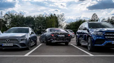 Mercedes reversing into parking space