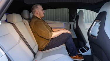 Polestar 4 Coupe - News reporter Ellis Hyde sitting in the rear seats