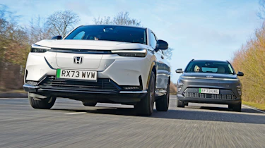 Honda e:Ny1 and Hyundai Kona - front action