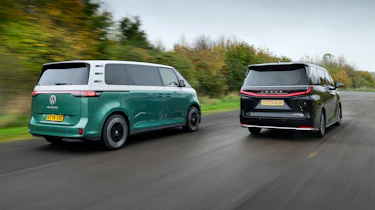 Volkswagen ID. Buzz LWB and Lexus LM - rear tracking