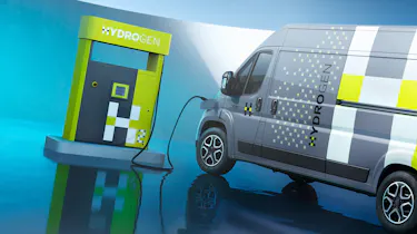 Vauxhall Movano Hydrogen connected to Hydrogen pump