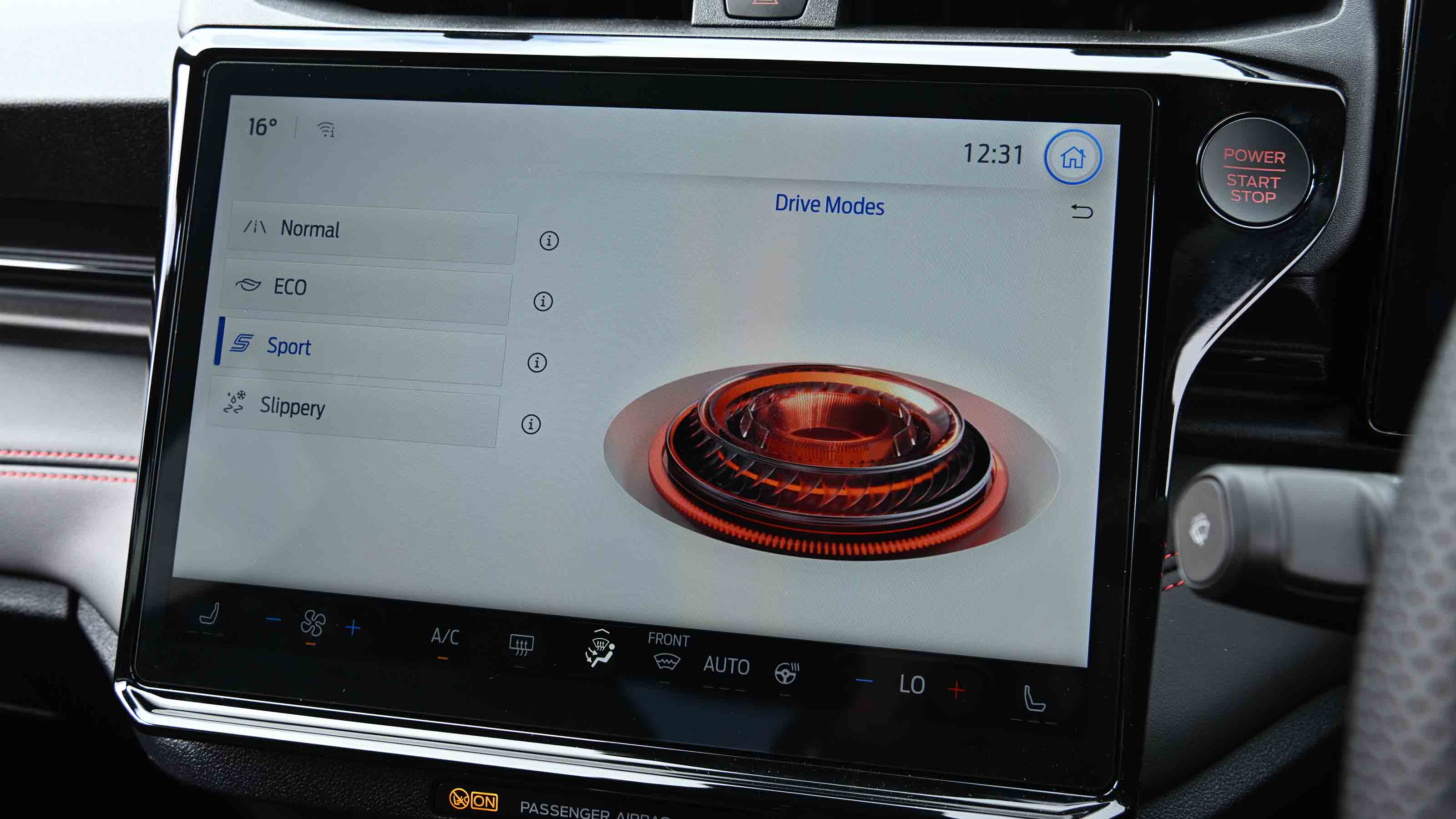 Ford Puma ST - Sport drive mode screen