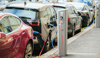 EVs charging on the street