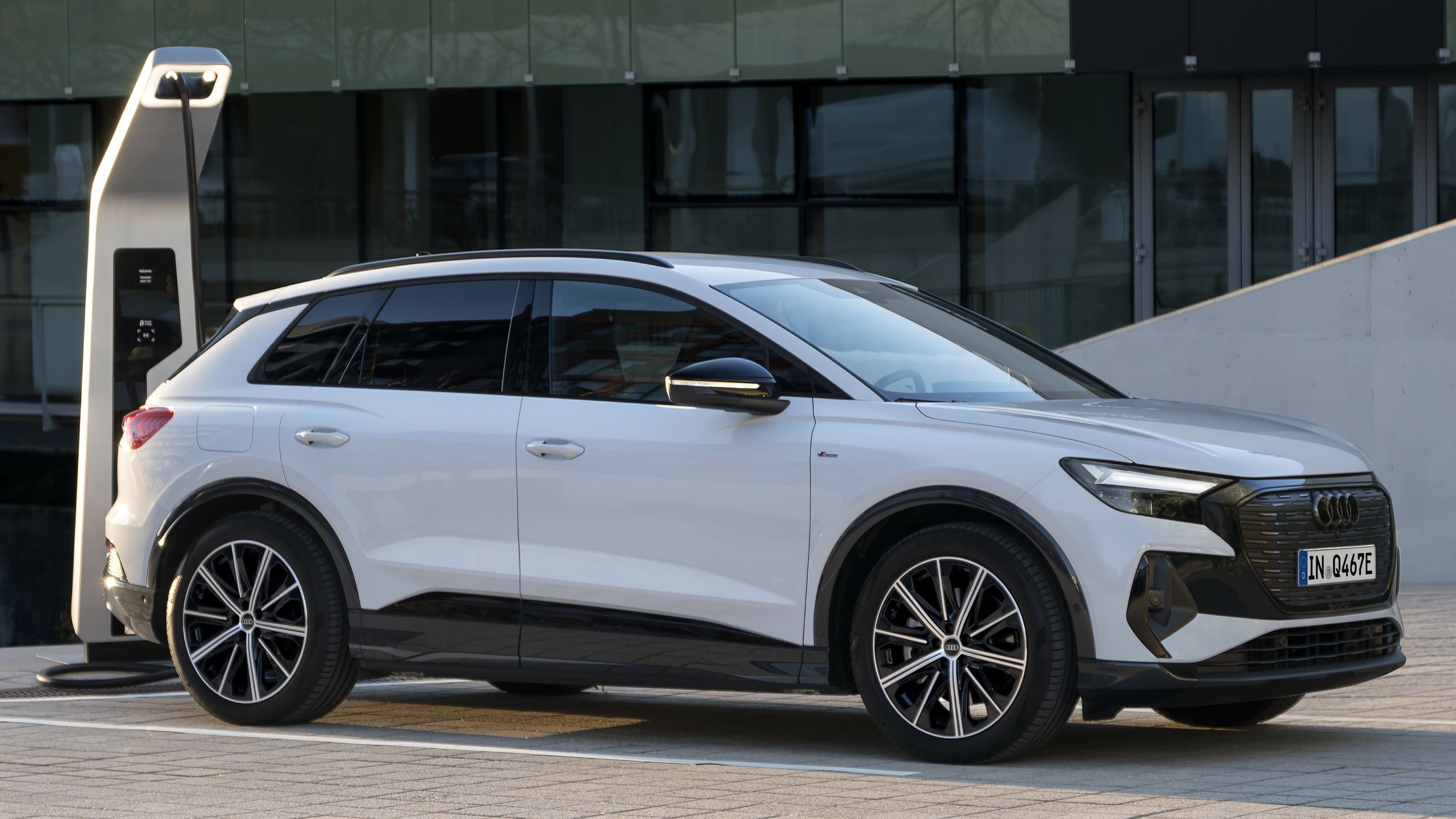 New Audi Q4 e-tron 40 - front angled charging