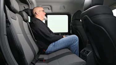 Auto Express senior test editor Dean Gibson sitting in the Ineos Grenadier's back seat
