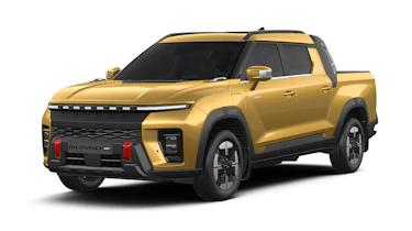 KGM Musso EV (gold) - front 3/4 static