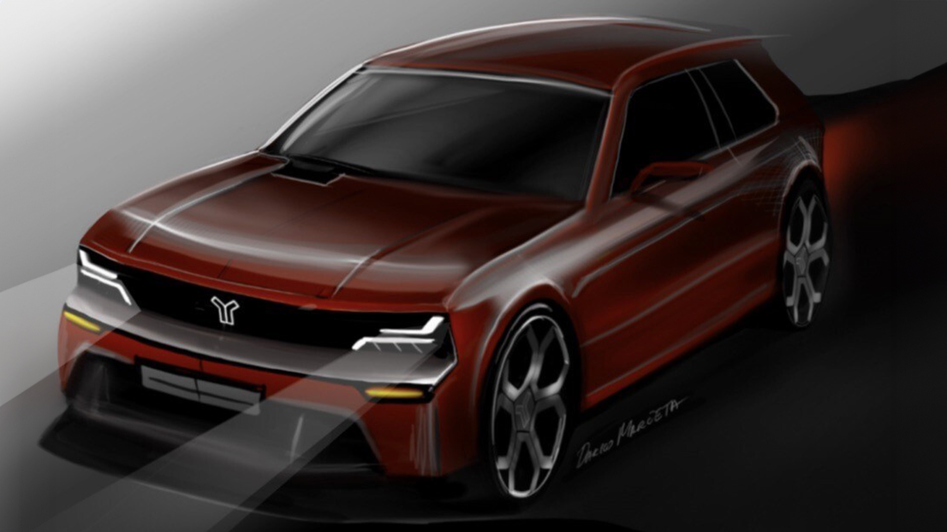 Design sketch of a potential future Yugo model - front 