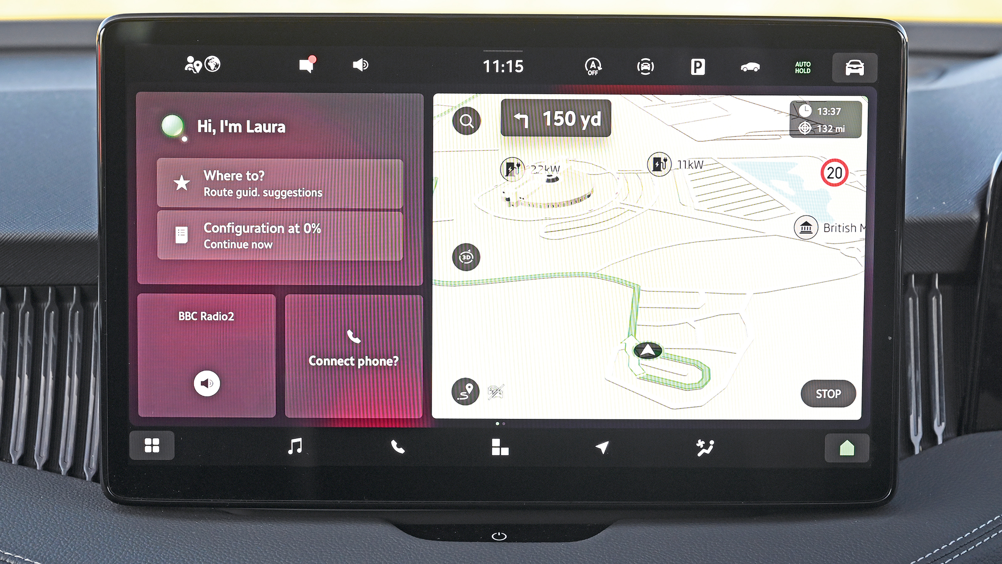 Skoda Superb touchscreen displaying tabs