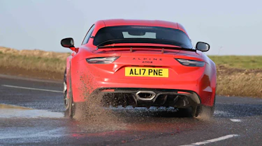 Alpine A110 S - rear cornering, water splash