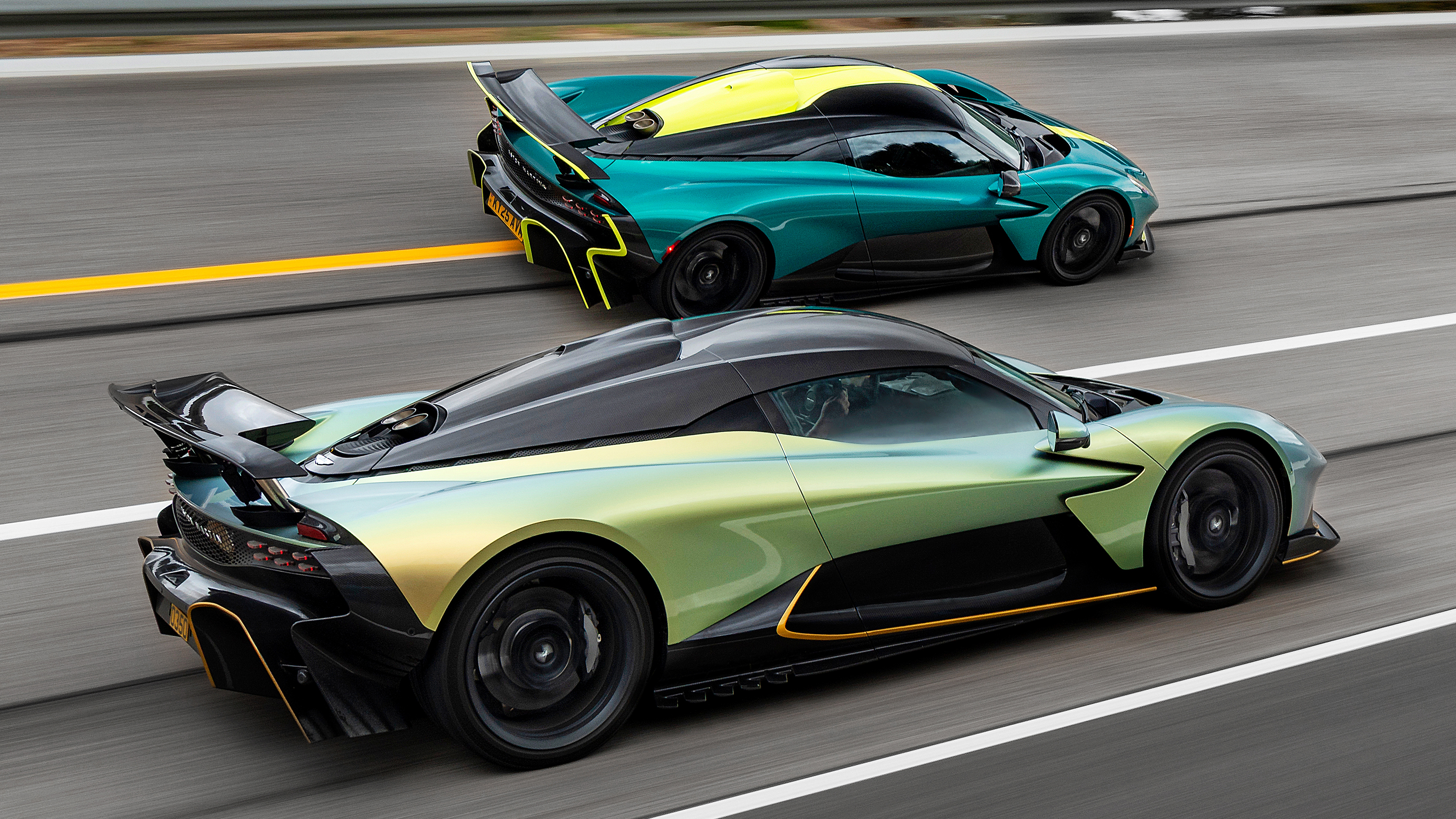 Aston Martin Valhalla - green two high speed rear tracking