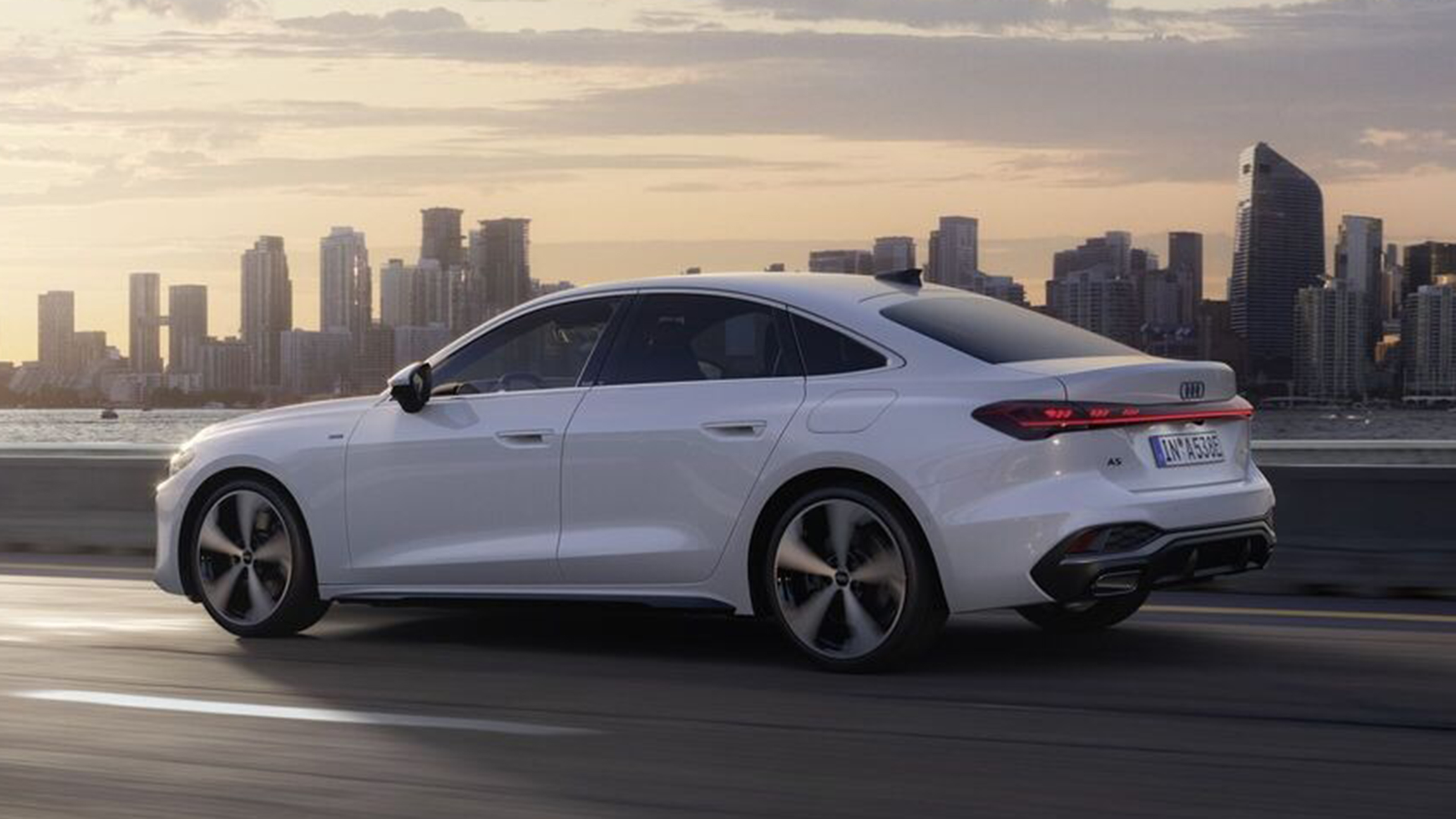 New Audi A5 saloon e-hybrid - rear tracking 
