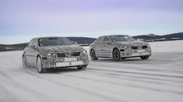 BMW 3 Series ‘Neue Klasse’ (camouflaged) - two cars front tracking right