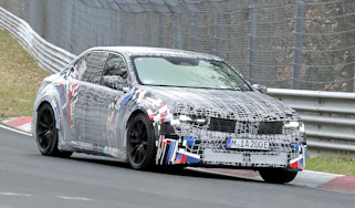 BMW M3 EV - testing at the Nurburgring, front cornering
