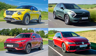 Four way image of Nissan Juke, MG HS, Kia Sportage and Volkswagen Golf