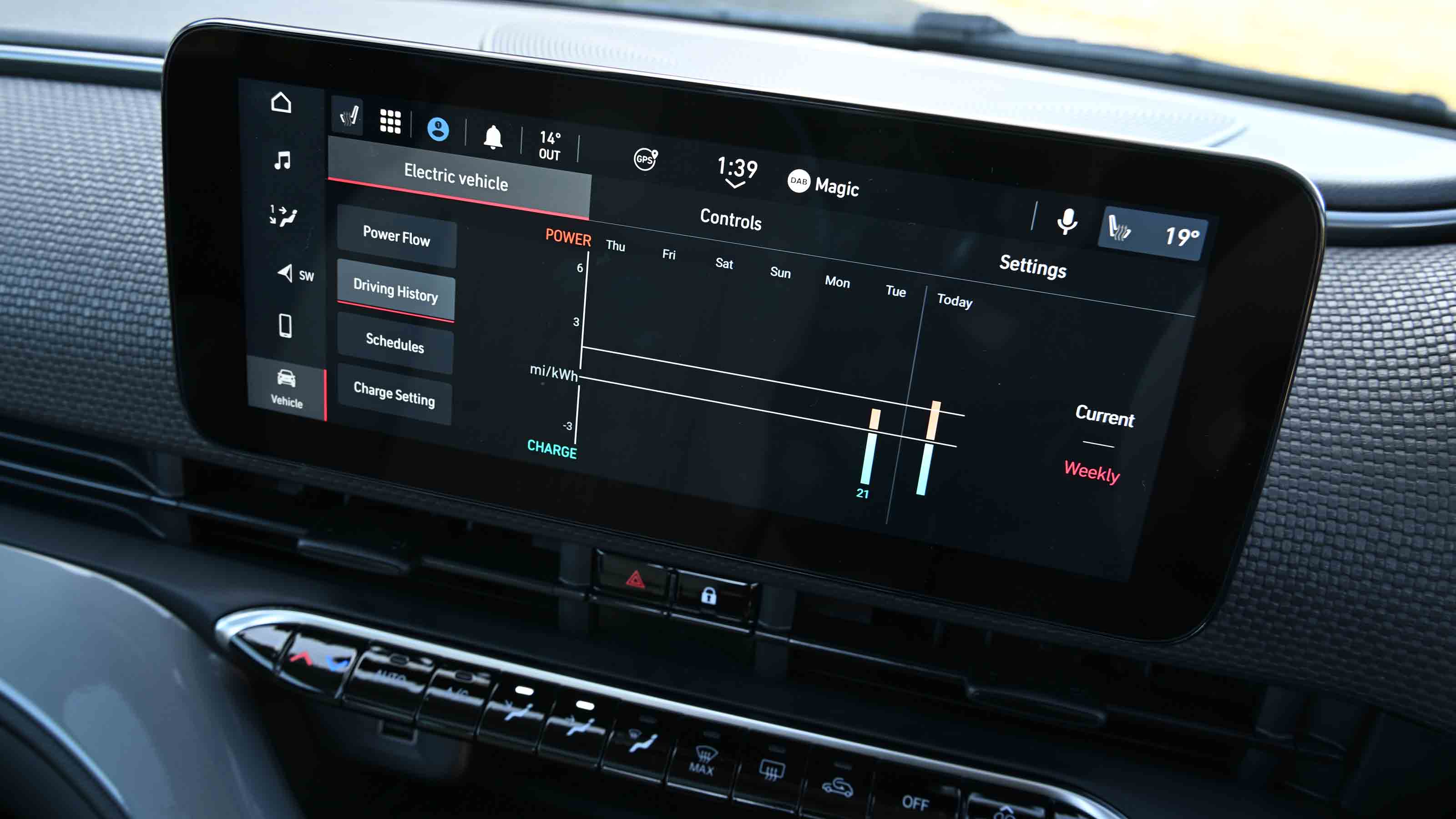 Fiat 500e - efficiency screen