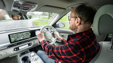 Auto Express chief sub-editor Andy Pringle driving the Genesis GV60