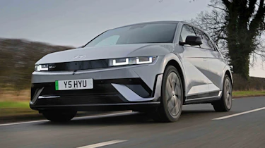 Hyundai Ioniq 5 - front tracking, opposite side of the road