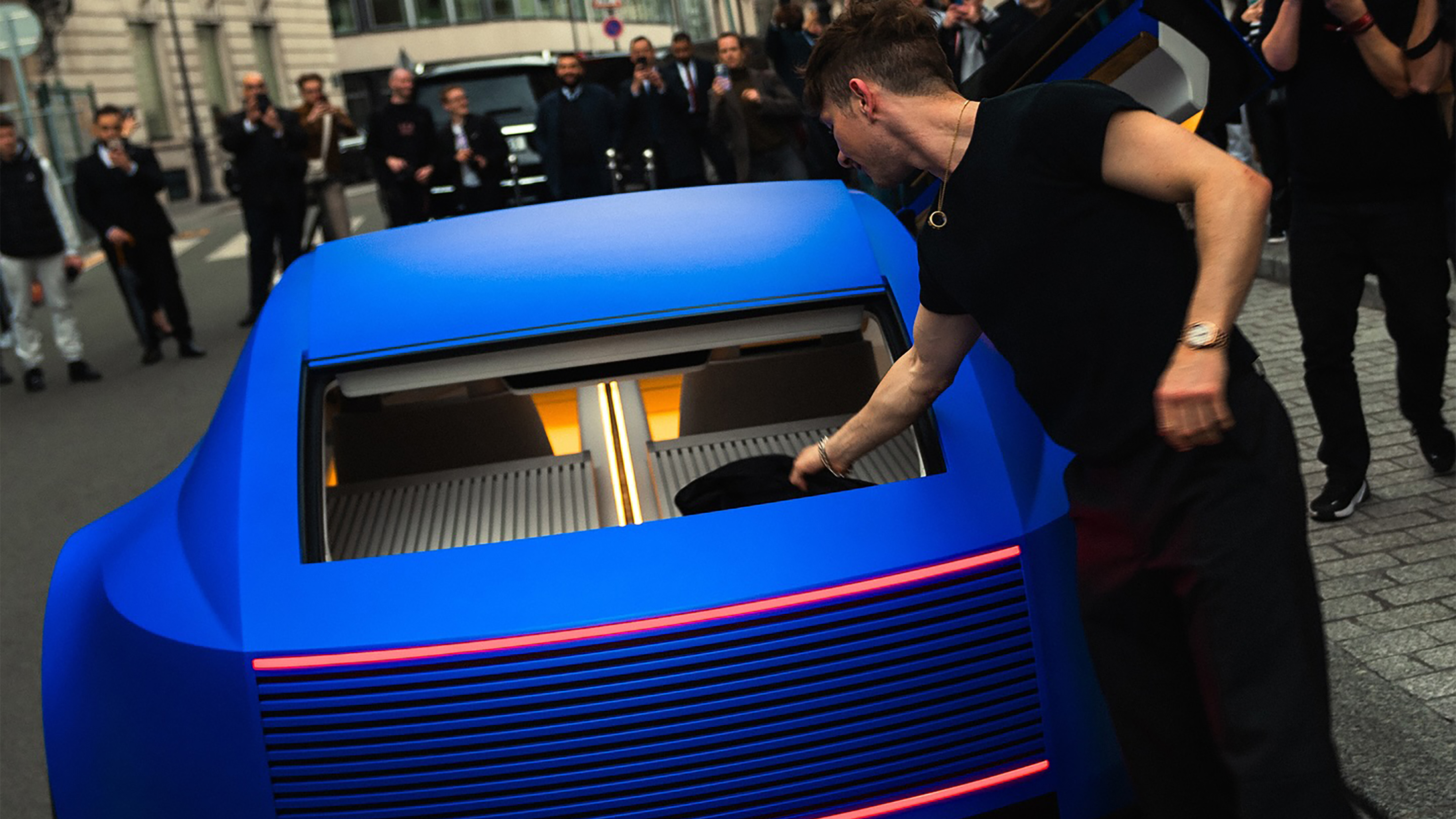 Jaguar Type 00 with Barry Keoghan - removing items from the rear