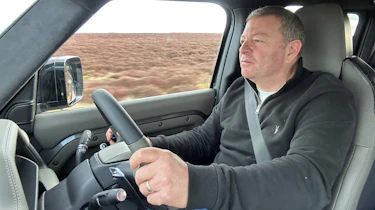 Steve Sutcliffe driving the Land Rover Defender Octa