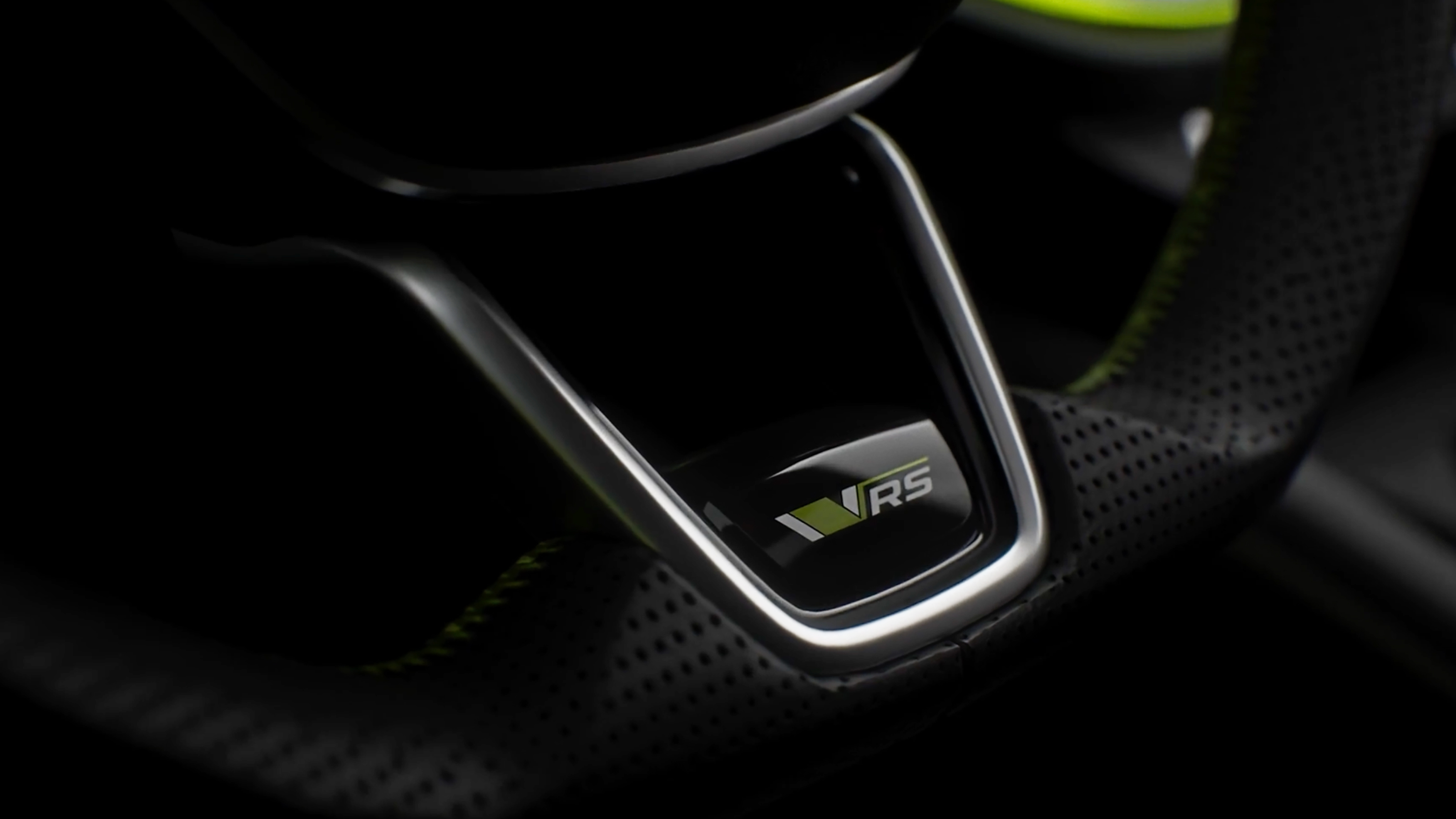 New Skoda Elroq vRS teaser - vRS logo on steering wheel