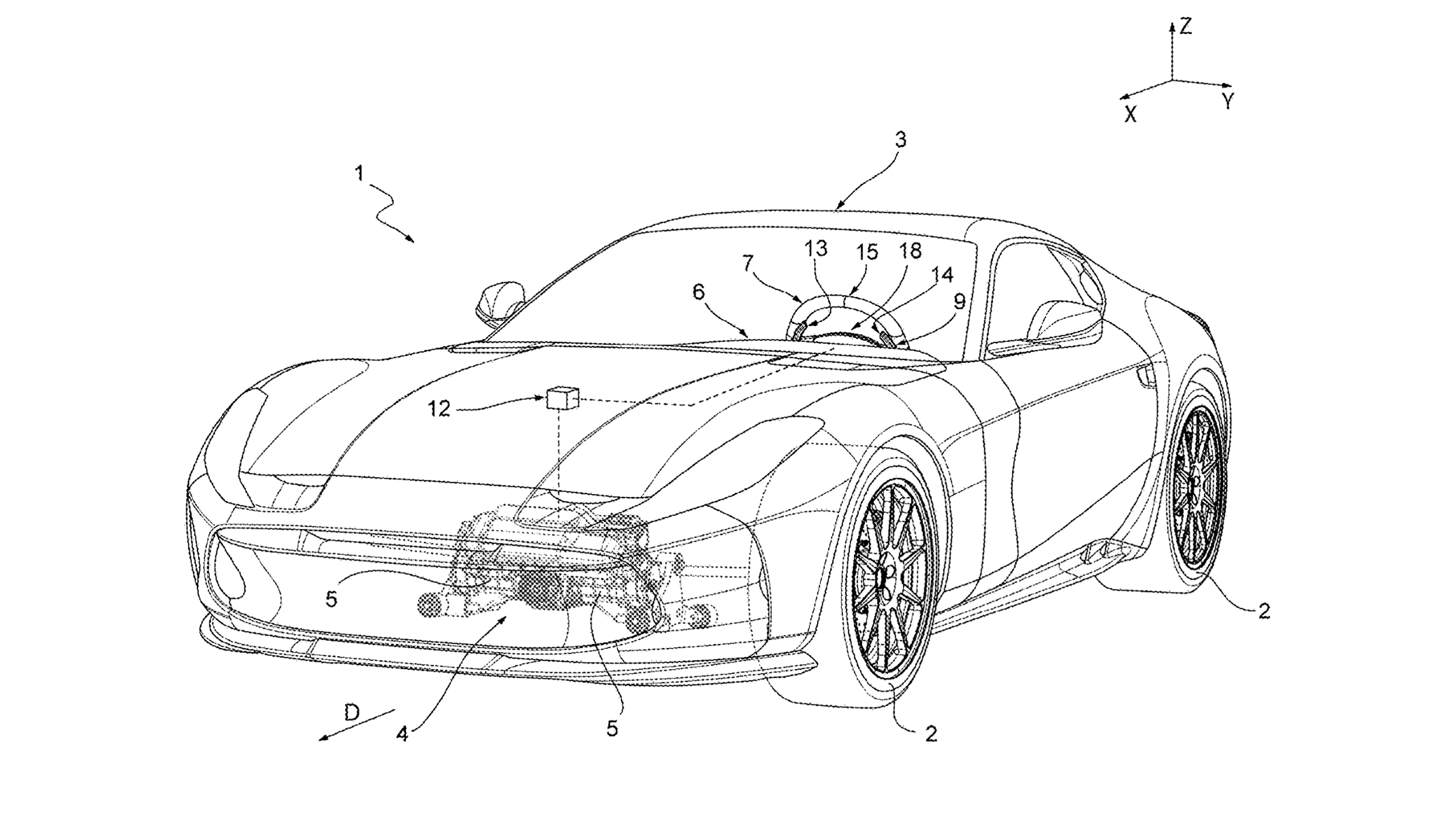 Ferrari EV patent diagram - exterior