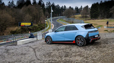 Hyundai Ioniq 5 N parked next to the Nurburgring