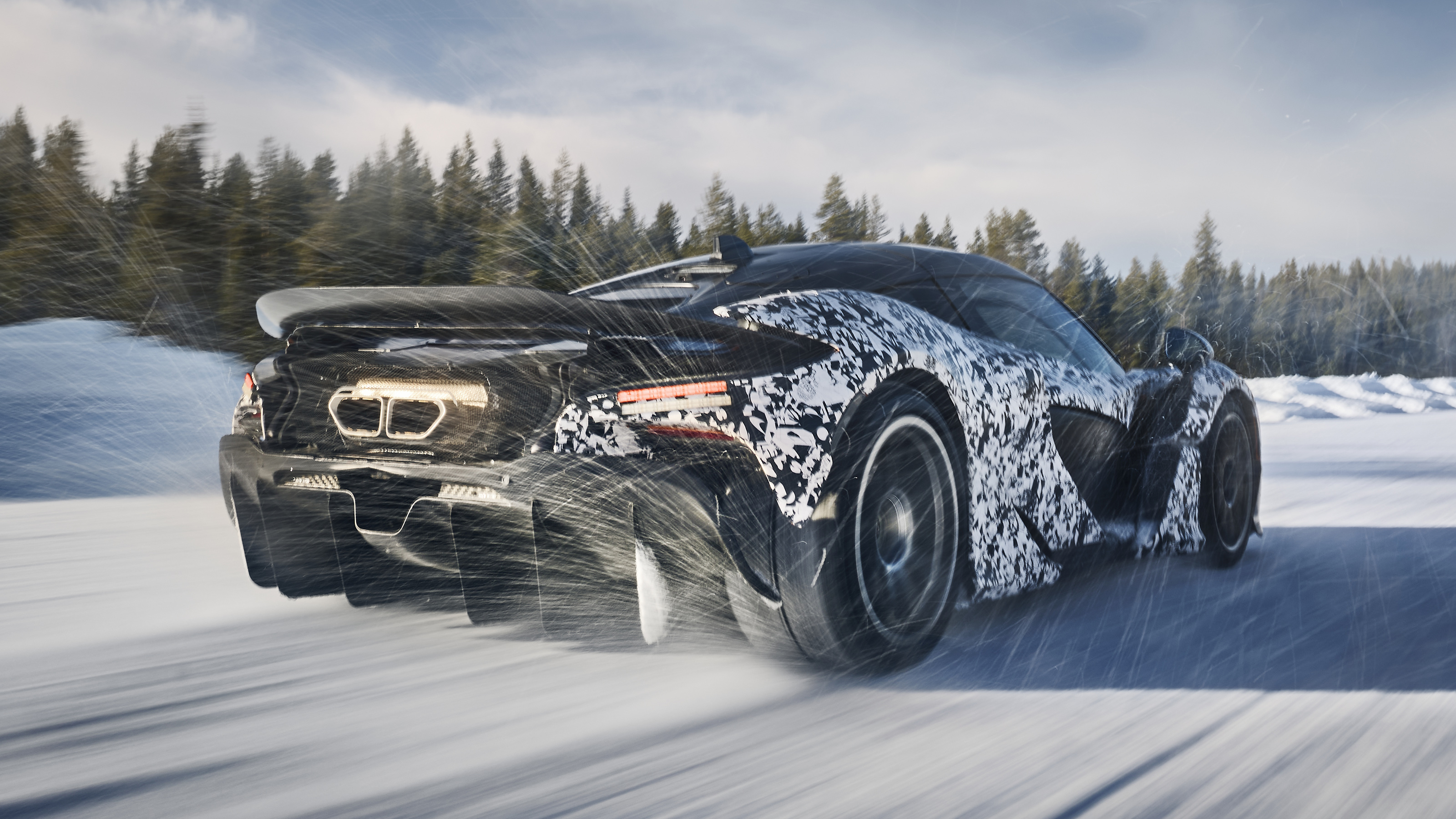 McLaren W1 winter testing - rear tracking shot 