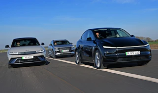 Tesla Model Y vs Hyundai Ioniq 5 vs Audi Q4 e-tron group test - header