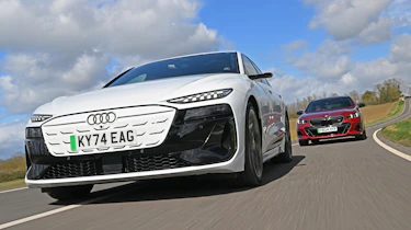Audi S6 Avant e-tron and BMW i5 Touring M60 - front tracking