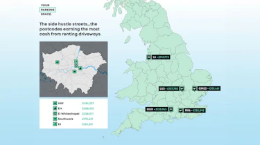 Map indicating the top earners for driveway rentals