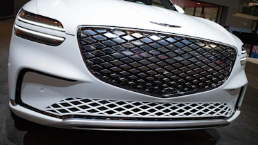 Genesis Electrified GV70 on display at New York Auto Show - front grille