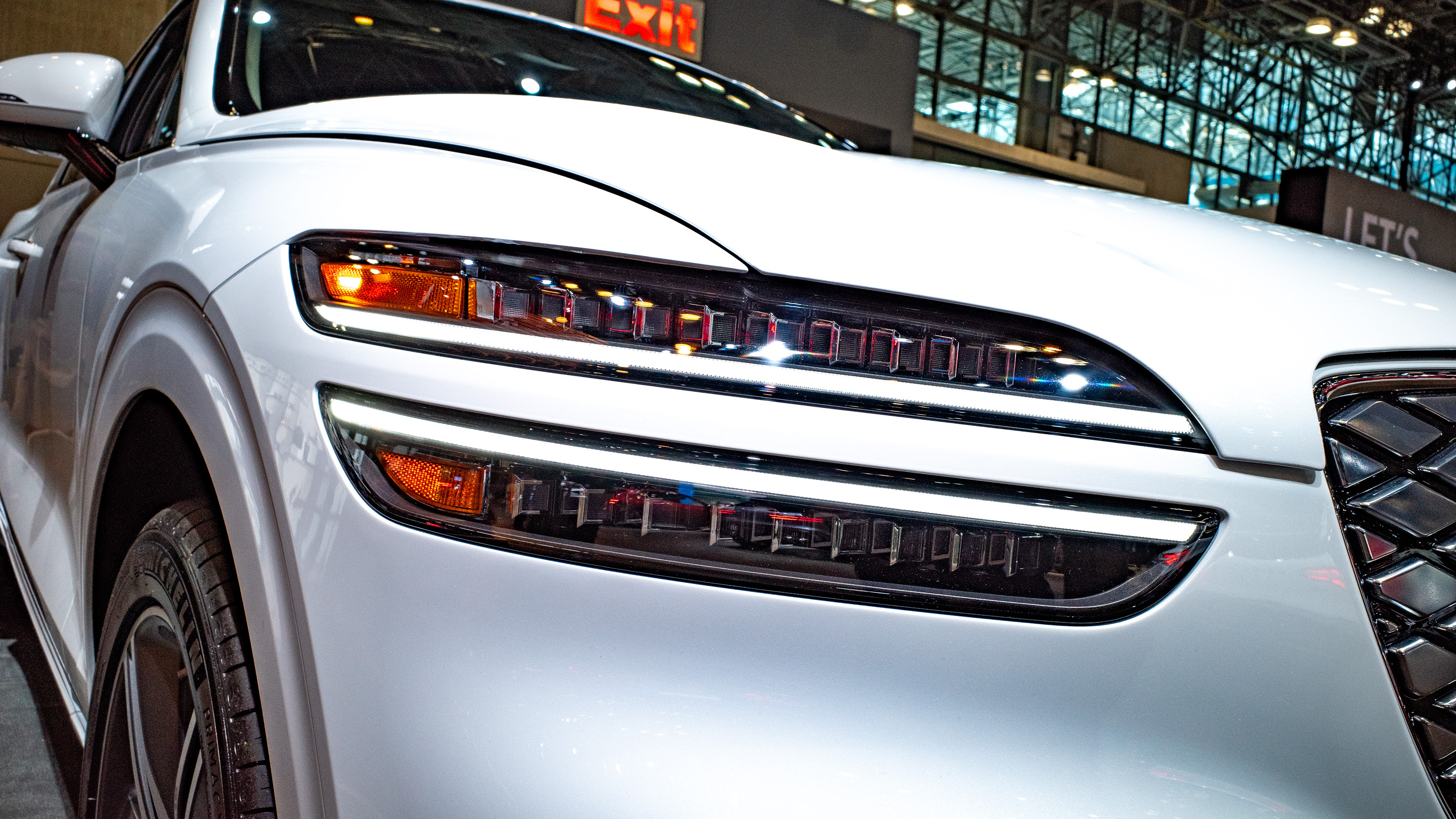 Genesis Electrified GV70 on display at New York Auto Show - headlight