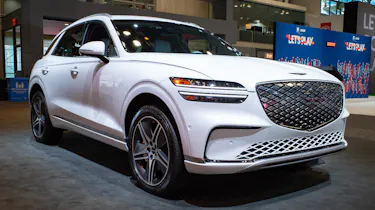 Genesis Electrified GV70 on display at New York Auto Show - front