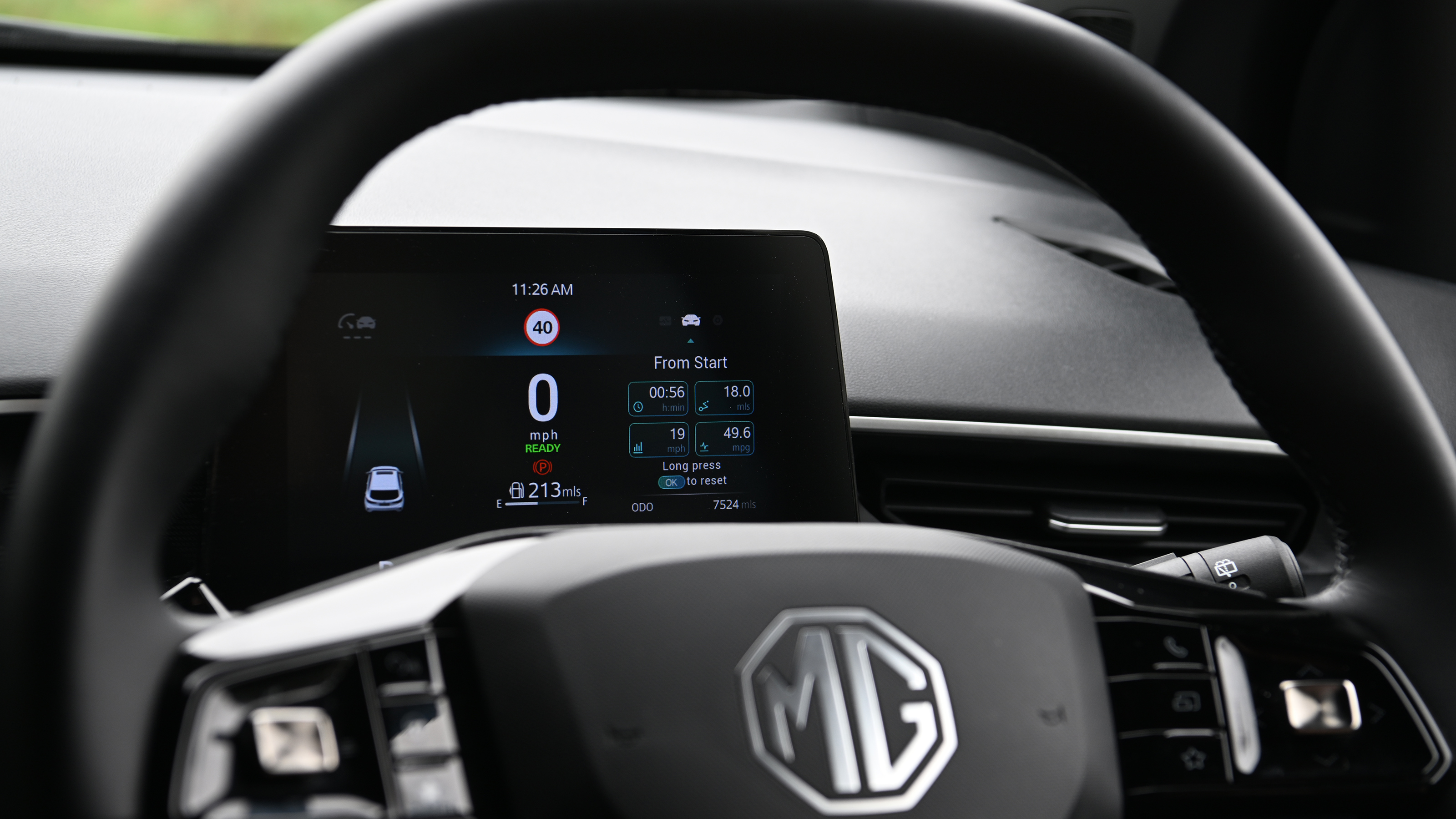 MG3 - dashboard screen