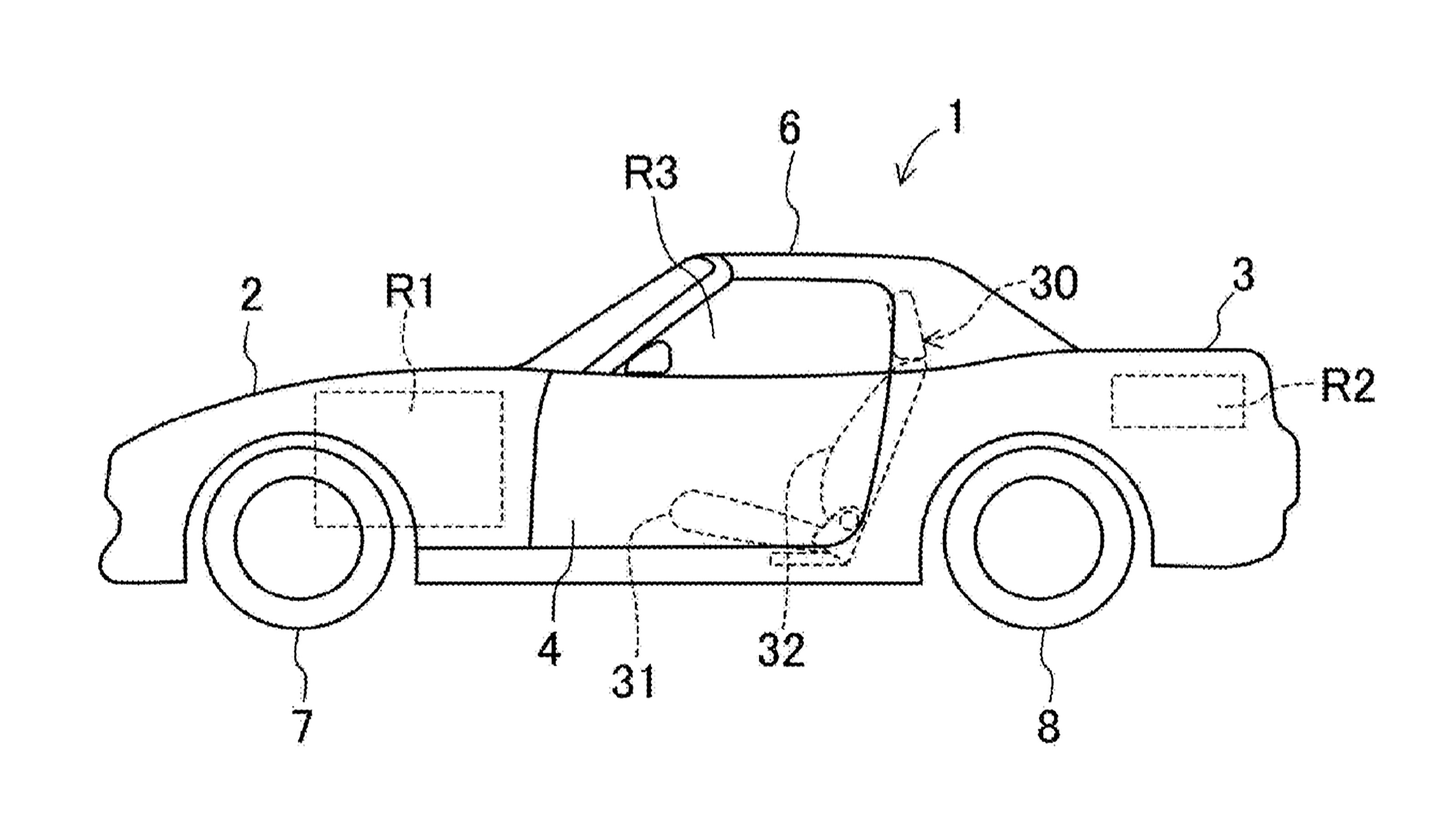 Mazda MX-5 EV patent drawing - side